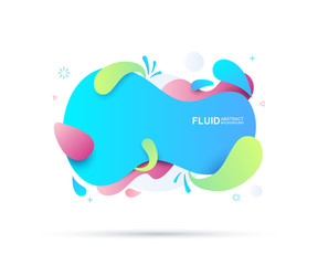 Abstract fluid and modern elements. Dynamical colored forms and line. Fluid colorful gradient organic shapes. Isolate on white background. Vector illustration