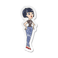 retro distressed sticker of a cartoon woman