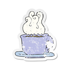 retro distressed sticker of a cartoon cup of coffee