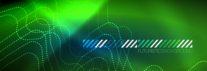 Neon glowing techno lines, hi-tech futuristic abstract background template with square shapes