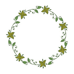 Vector illustration beautiful flower red and green frames hand drawn