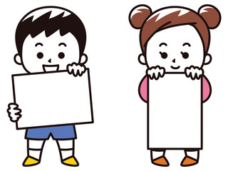 ホワイトボードを持った子供