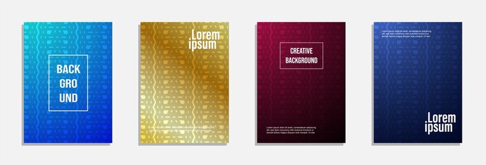 Colorful and modern cover design. Set of geometric pattern background