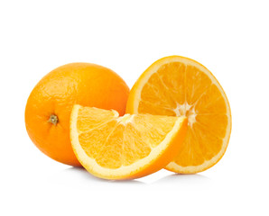 Fototapeta na wymiar Fresh ripe oranges on white background