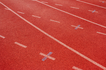 Red running track Synthetic rubber on the athletic stadium