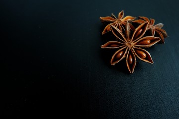 Chinese star anise on black background. 