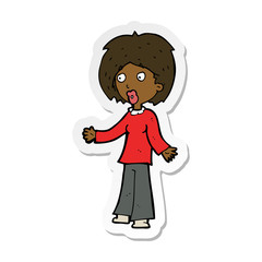 sticker of a cartoon surprised woman