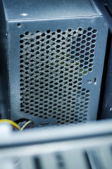 Open computer power supply unit with dust 