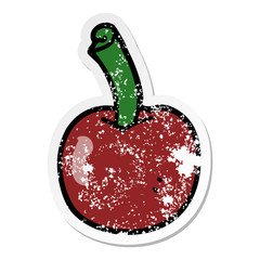 distressed sticker of a cartoon cherry
