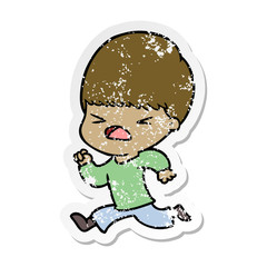 distressed sticker of a cartoon stressed man