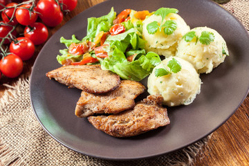 Chicken fillets breast with mashed potatoes