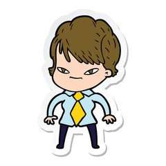 sticker of a cartoon happy woman