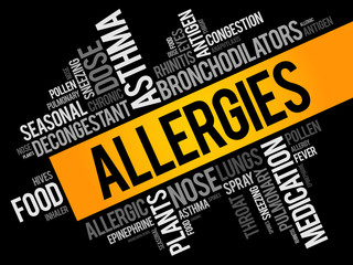 Allergies word cloud collage, health concept background © dizain