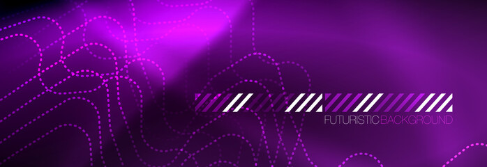 Glowing neon abstract lines, techno futuristic template