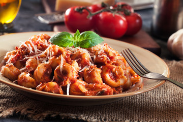 Fresh tortellini with homemade tomato sauce