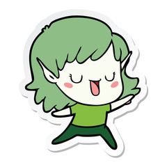 sticker of a cartoon elf girl