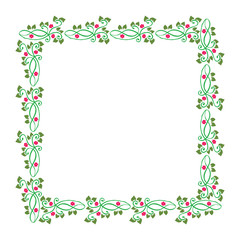 Vector illustration beauty shape green leafy floral frame hand drawn