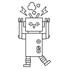 line drawing cartoon robot