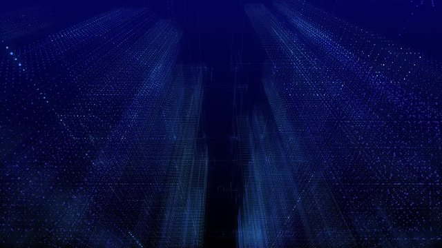 smart digital city wireframe cityscape or skyscraper in futuristic style