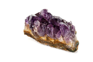 Amethyst Crystal Druse  macro mineral on white background