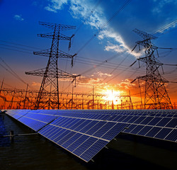Solar panels and pylon