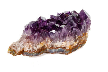 Amethyst Crystal Druse  macro mineral on white background