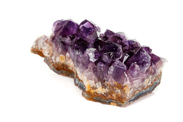 Amethyst Crystal Druse  macro mineral on white background