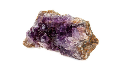 Amethyst Crystal Druse  macro mineral on white background