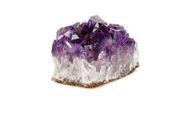 Amethyst Crystal Druse  macro mineral on white background