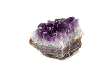 Amethyst Crystal Druse  macro mineral on white background