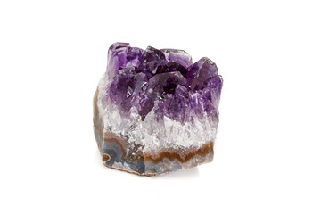 Amethyst Crystal Druse  macro mineral on white background