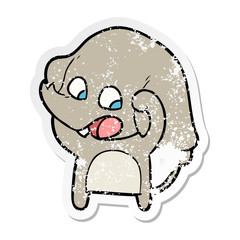 distressed sticker of a cute cartoon elephant
