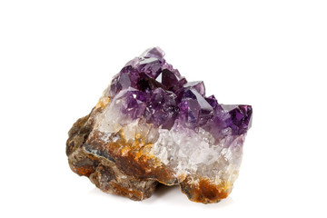 Amethyst Crystal Druse  macro mineral on white background