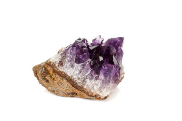 Amethyst Crystal Druse  macro mineral on white background