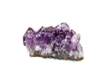 Amethyst Crystal Druse  macro mineral on white background