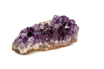 Amethyst Crystal Druse  macro mineral on white background