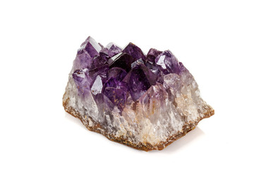 Amethyst Crystal Druse  macro mineral on white background