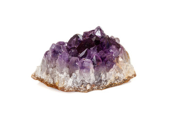 Amethyst Crystal Druse  macro mineral on white background