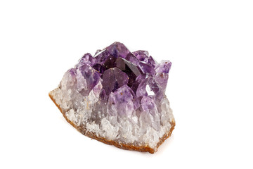 Amethyst Crystal Druse  macro mineral on white background