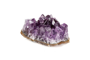 Amethyst Crystal Druse  macro mineral on white background