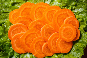 carrot sliced ​​on a plate close up