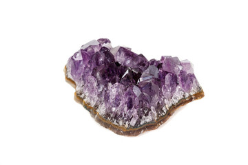 Amethyst Crystal Druse  macro mineral on white background
