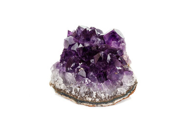 Amethyst Crystal Druse  macro mineral on white background