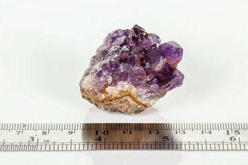 Amethyst Crystal Druse  macro mineral on white background