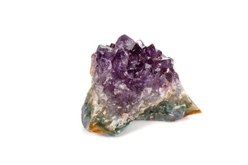 Amethyst Crystal Druse  macro mineral on white background