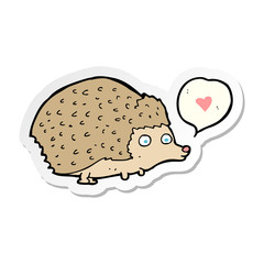 sticker of a cartoon cute hedgehog