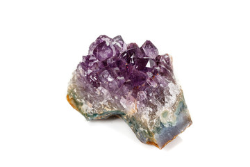Amethyst Crystal Druse  macro mineral on white background