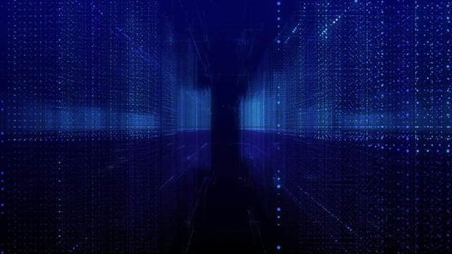 smart digital city wireframe cityscape or skyscraper in futuristic style