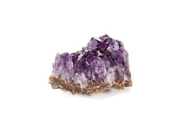Amethyst Crystal Druse  macro mineral on white background