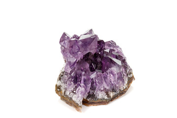 Amethyst Crystal Druse  macro mineral on white background